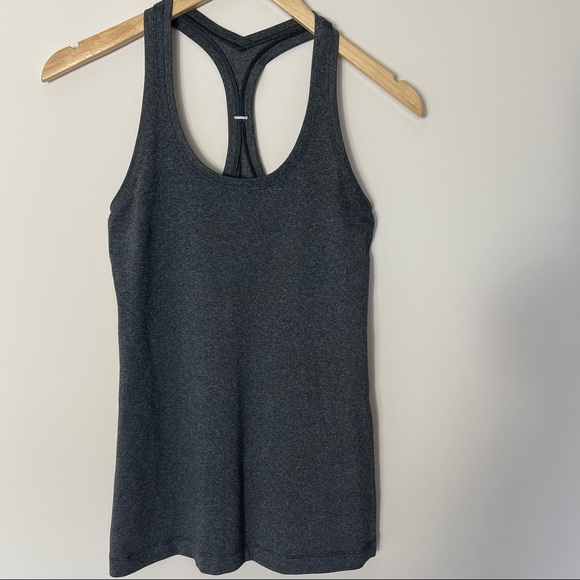 lululemon athletica Tops - Lululemon Racerback Charcoal Gray Stretchy Tank Top